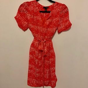 Bloomingdales Aqua Dress Orange Puff Sleeves Small